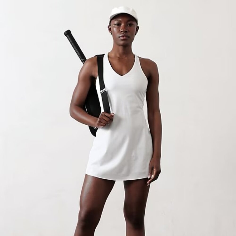 NWT NEW Athleta Ace Advantage Dress XL Tall XLT built-in shorts white tennis